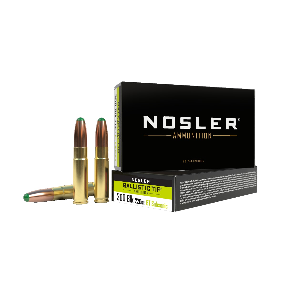 Nosler Ballistic Tip Varmint 300 Blackout 220gr BT RN Ammunisjon