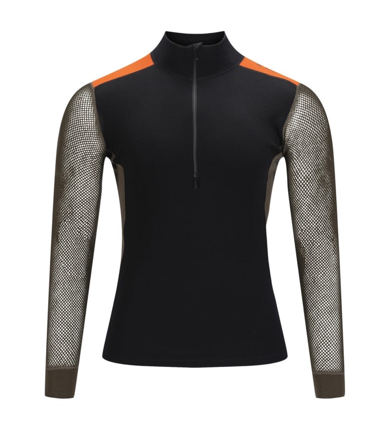 Aclima Woolnet Hybrid Mockneck M Jet Black/Tarmac/Gold Frame