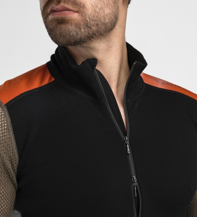 Aclima Woolnet Hybrid Mockneck M Jet Black/Tarmac/Gold Frame