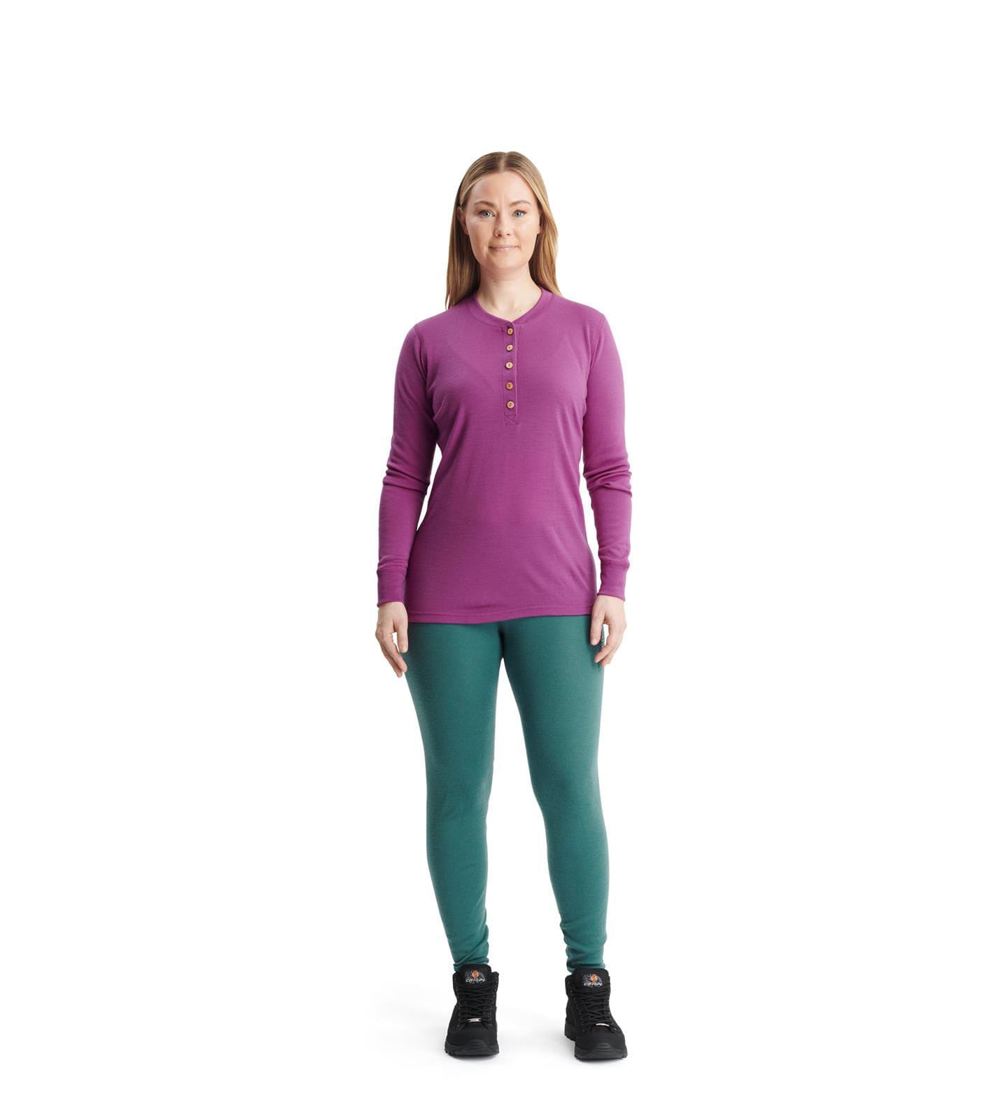 Aclima WarmWool Granddad shirt, Woman Sunset Purple