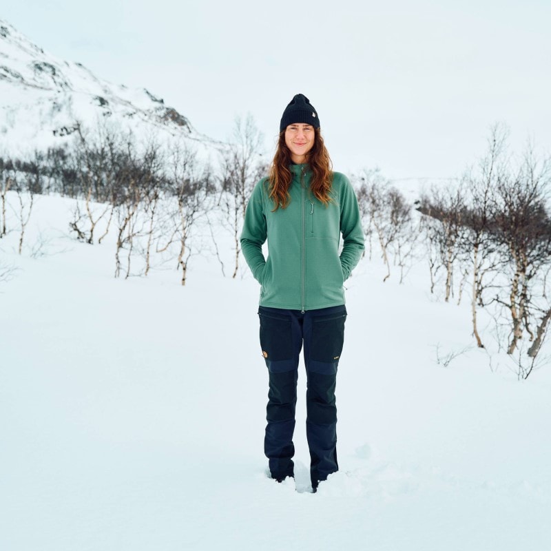 Fjällräven Abisko Grid FLeece Hoodie W Patina Green