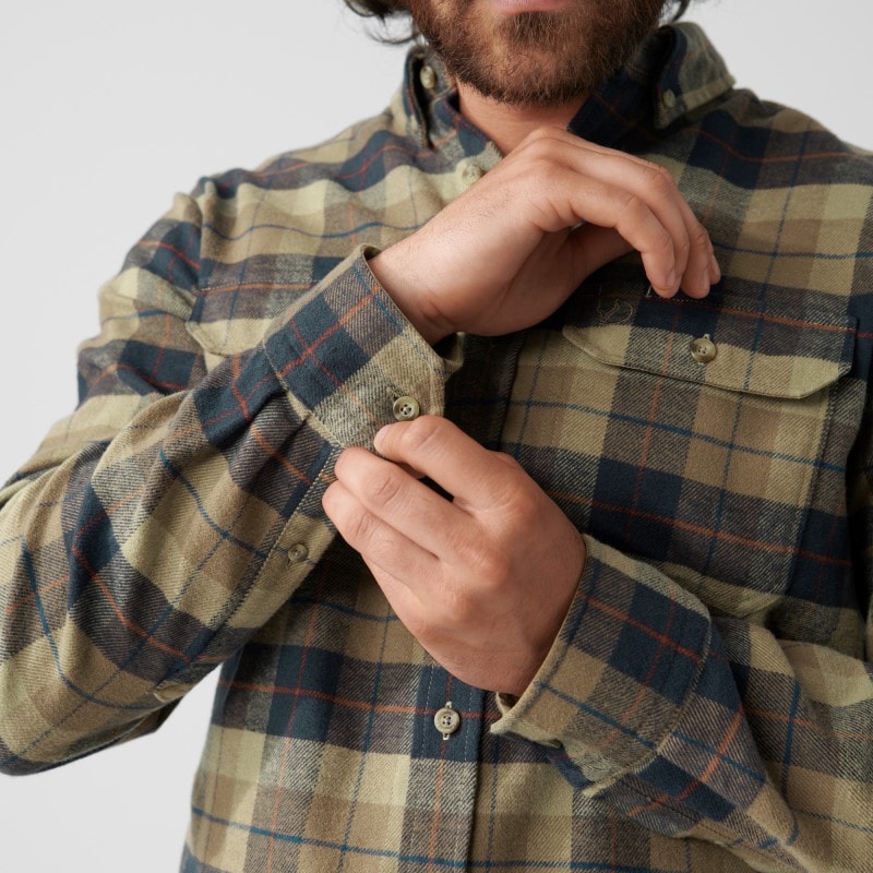 Fjällräven Singi Heavy Flannel Shirt M Chalk White - Dark Navy