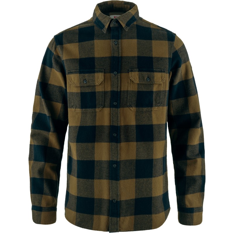 Fjällräven Övik Heavy Flannel Shirt M Wood Brown - Dark Navy