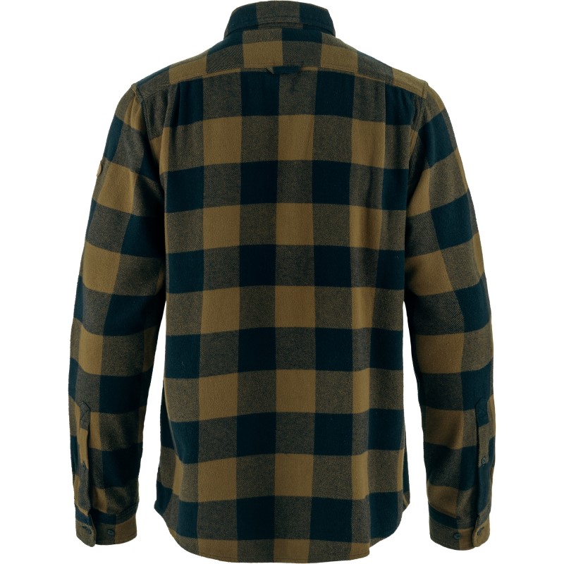 Fjällräven Övik Heavy Flannel Shirt M Wood Brown - Dark Navy