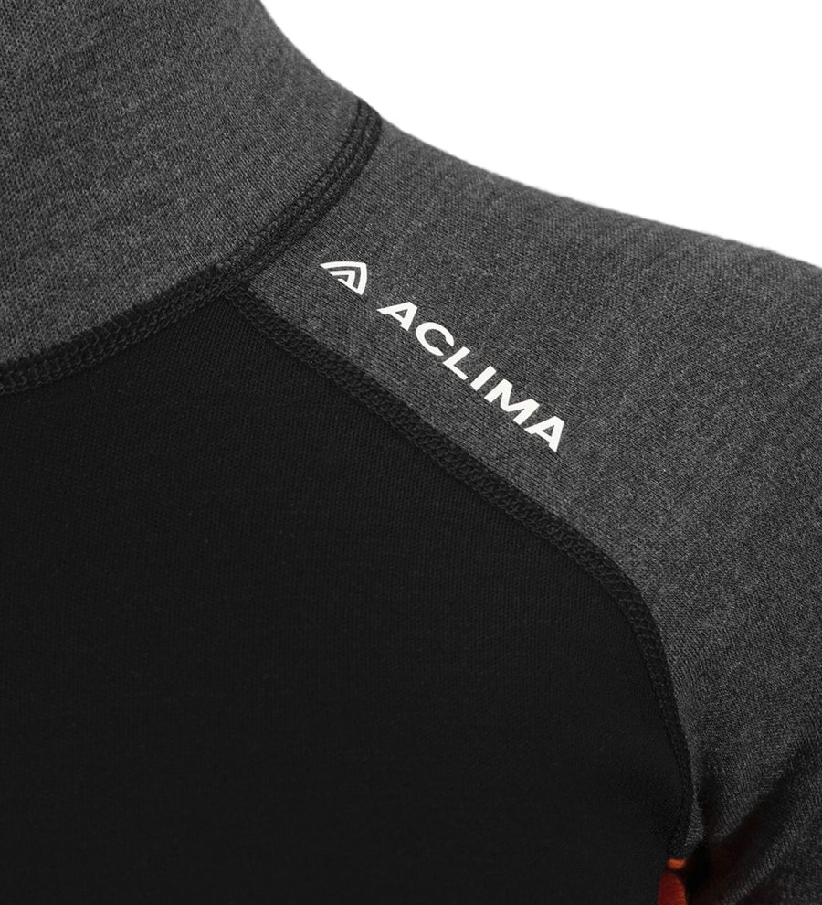 Aclima Warmwool Polo W Jet Black/Marengo/Gold Flame