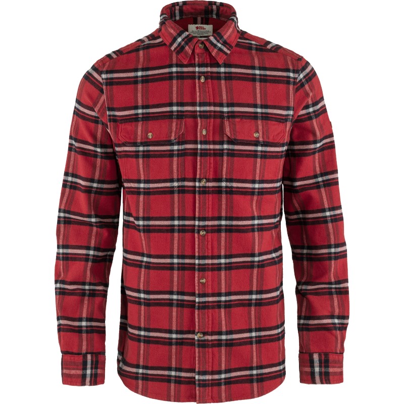 Fjällräven Övik Heavy Flannel Shirt M Red Oak-Fog